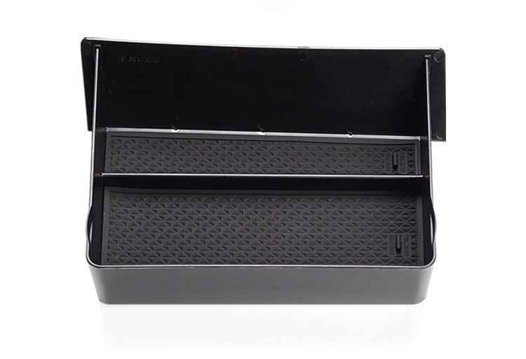Jingqian car central storage grid drawer box with multiple compartments for organized vehicle storage.