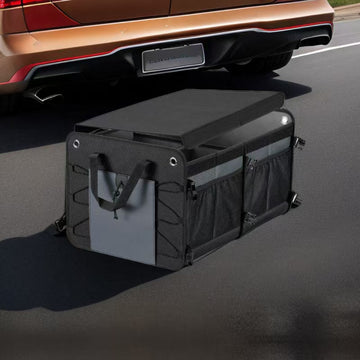 Aiqi multifunctional car trunk storage box showing organized compartments for vehicle storage and cargo management.