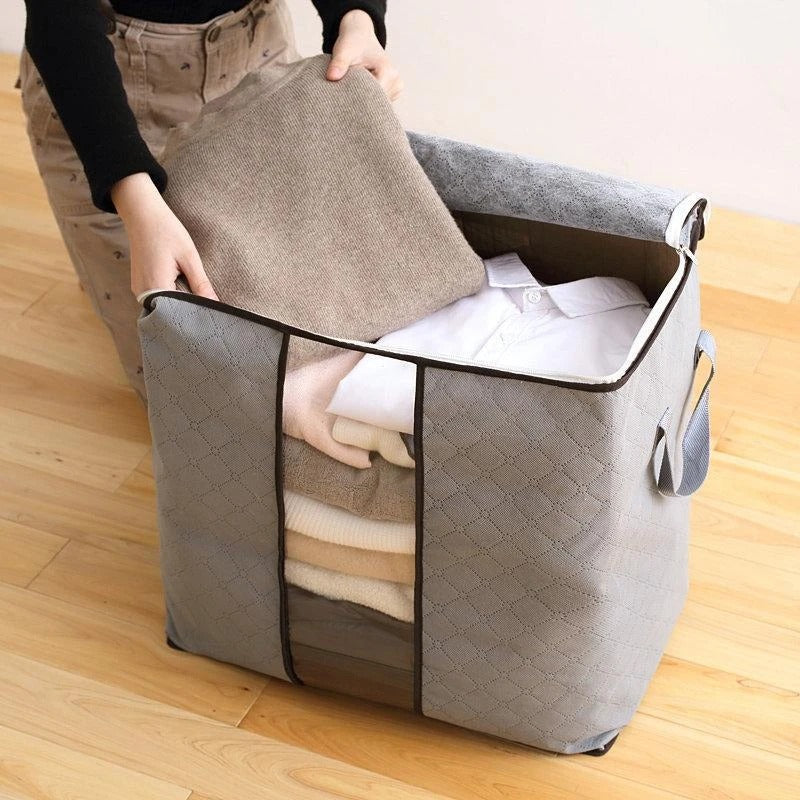Large RenFan quilt storage bag made of non-woven fabric, dustproof clothing storage box for home organization and moving.