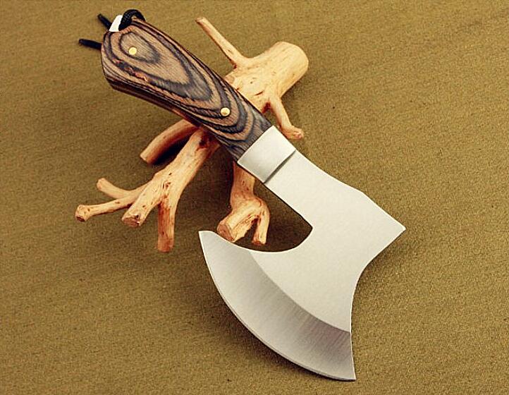 RenFan stainless steel chopping axe for meat and bones, kitchen tool with a sturdy handle and sharp blade for heavy-duty cuts.