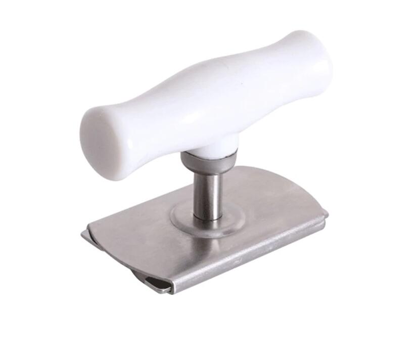 Stainless steel kitchen can opener by RenFan, adjustable jar opener and bottle opener with spiral lid remover and twist-off design.