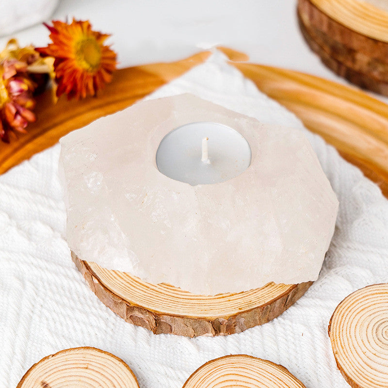 Natural white crystal powder lamp candlestick for aromatherapy, decorative aromatherapy ornament with elegant design.