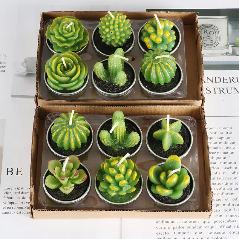 RenFan simulated succulent candle for aromatherapy, featuring realistic succulent plant design and soothing scent.
