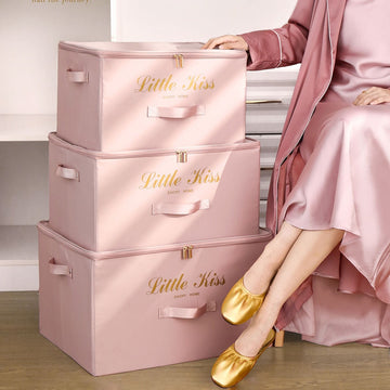 Aiqi foldable fabric wardrobe storage box for clothes, featuring a spacious, lightweight design ideal for organizing household garments.