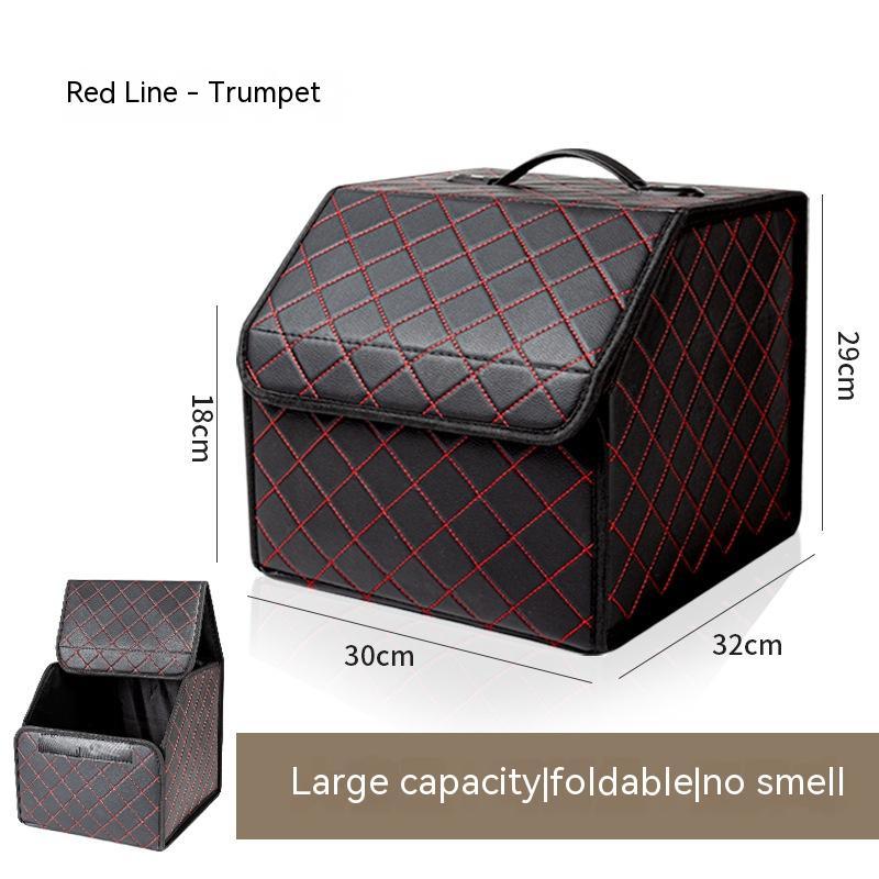 Foldable leather car trunk storage box by Aiqi, showcasing a multifunctional, spacious storage solution for vehicle organization.