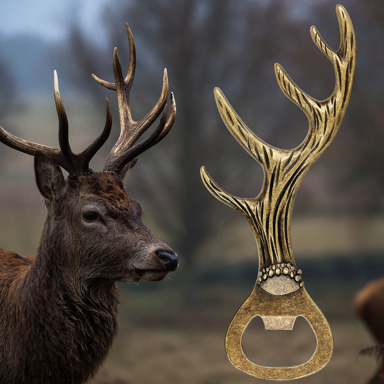 Aiqi deer antler bottle opener, small kitchen tool for opening beer, wine, and juice bottles at parties and gatherings.