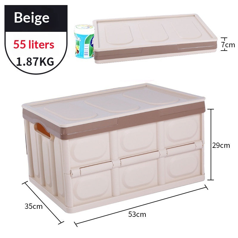RenFan car trunk storage box with multiple compartments for organized vehicle storage, shown in a clean trunk.