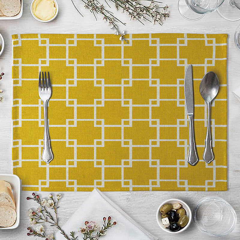 Aiqi geometric pattern dining table placemat with modern design, made of durable kitchen supplies, perfect for protecting and decorating tables.