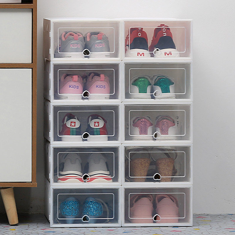 RenFan dustproof storage box with clamshell design, ideal for desktop organization and shoe cabinet storage.