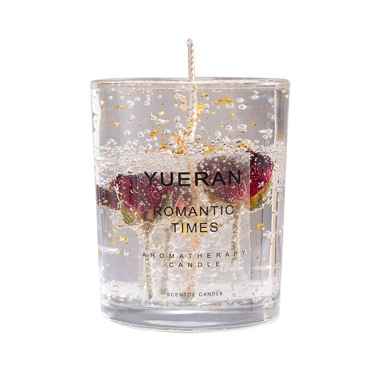 Aiqi real flower jelly aromatherapy candle with embedded essential oil ornaments, showcasing vibrant flower and candle design