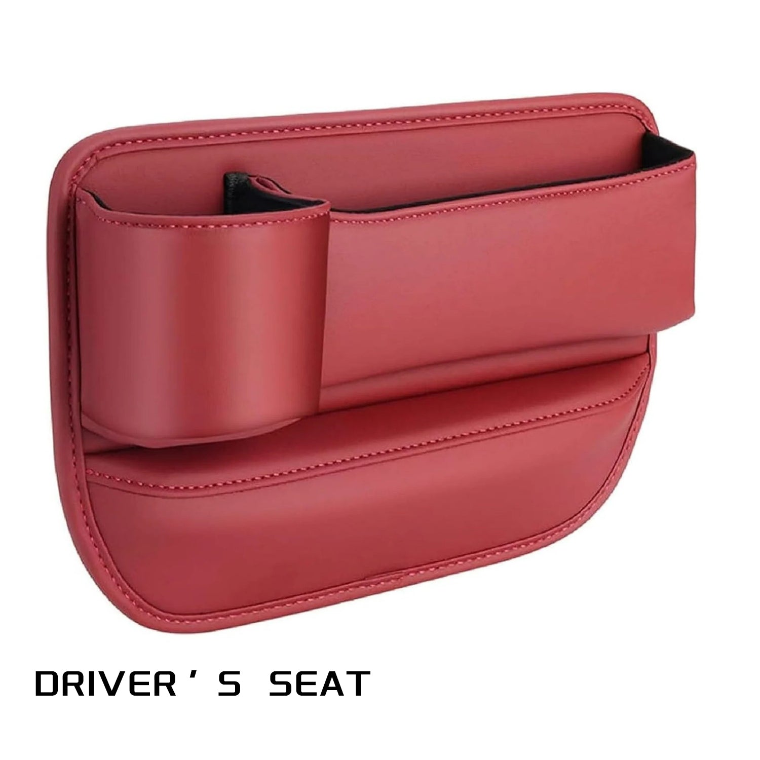 Popmarket car seat storage box with cup holder, adjustable seat gap organizer for clutter-free vehicle interior.