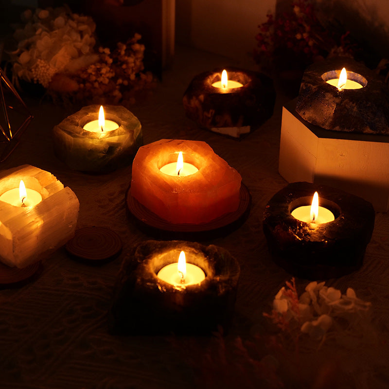 Natural white crystal powder lamp candlestick for aromatherapy, decorative ornament, RenFan brand 香薰 diffuser accessory