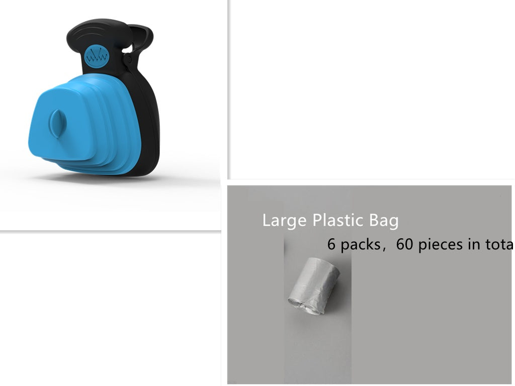 RenFan pet dog poop bag dispenser and foldable poop spoon, compact travel accessory for cleaning up after pets.