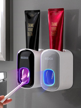 Wall-mounted RenFan automatic toothpaste holder and bathroom accessories set with dispenser, sleek bathroom用品 for organized storage