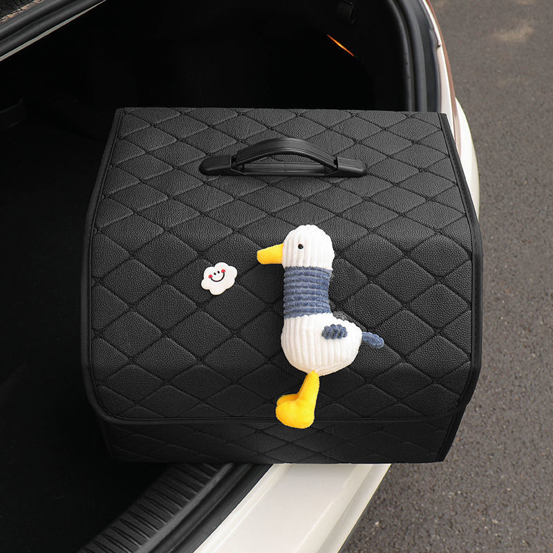 RenFan foldable car trunk storage box organizer in a vehicle trunk for efficient space management.