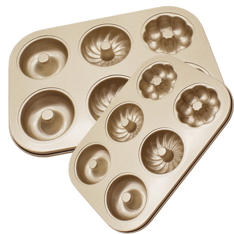 RenFan DIY doughnut baking pan for kitchen, non-stick metal mold for making homemade doughnuts, versatile baking tool.