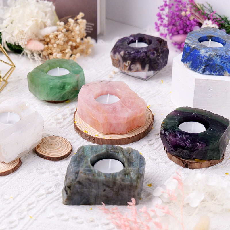 Natural white crystal powder lamp candlestick for aromatherapy, featuring elegant 香薰 ornaments by RenFan.