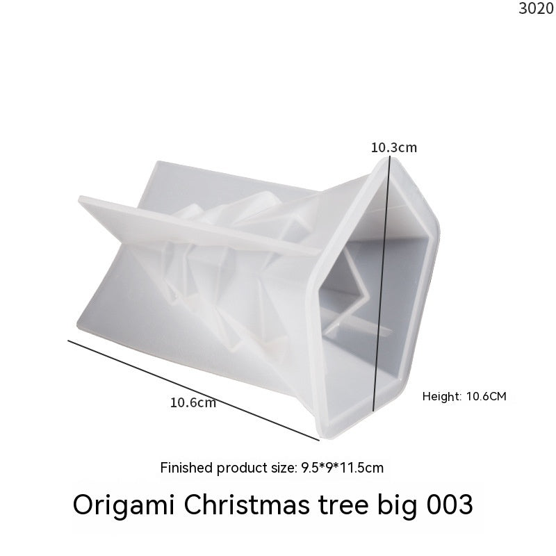 Silicone mold for Christmas tree aromatherapy candle cakes with decorative ornaments, by RenFan, showing detailed tree-shaped cavities.