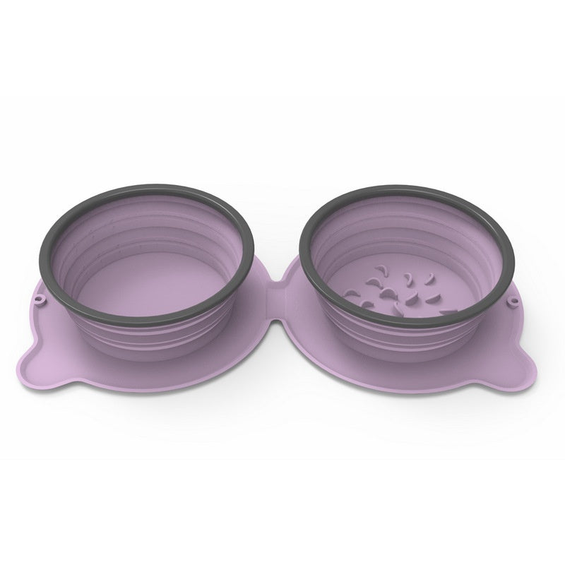 Portable Silicone Double Pet Bowl