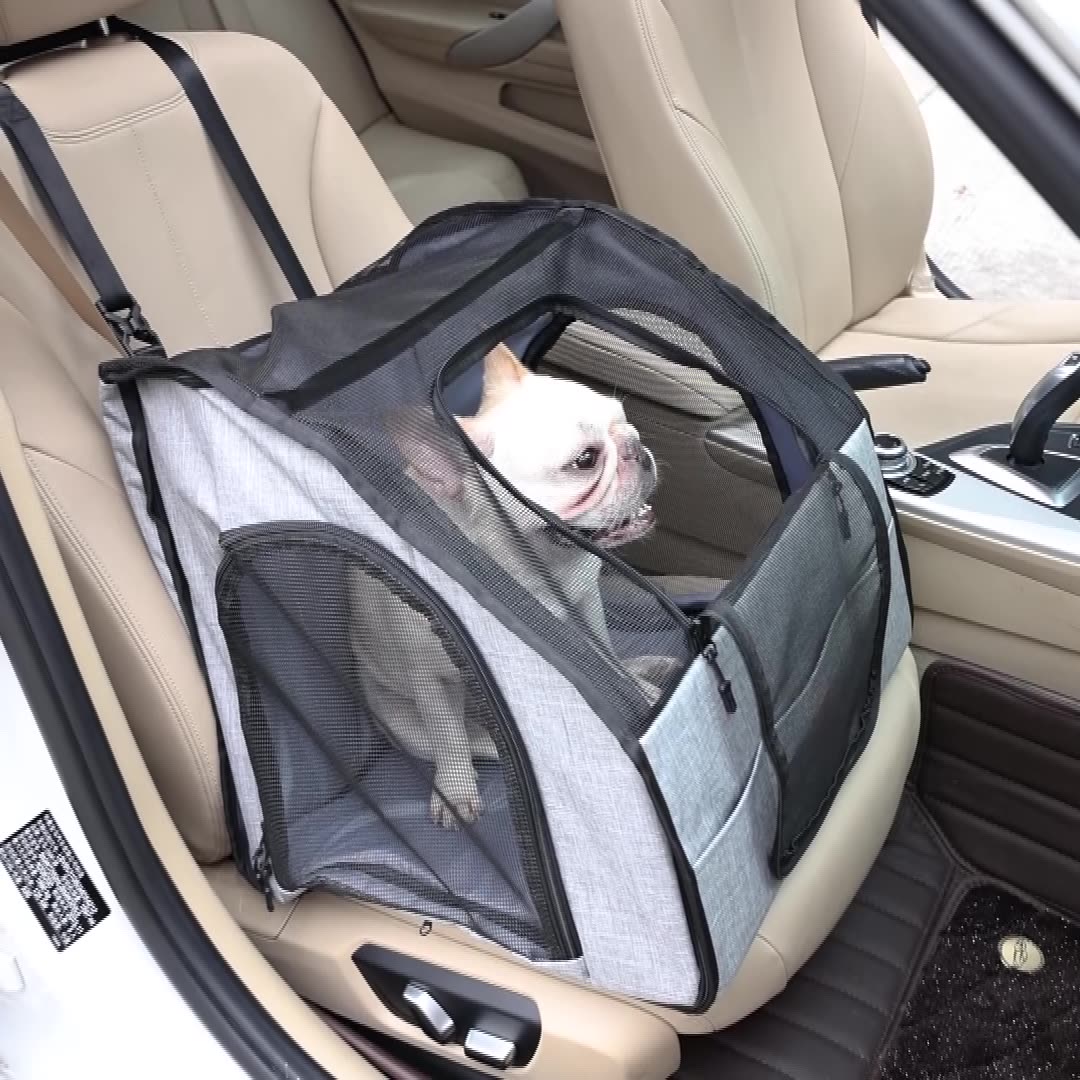 Aiqi pet car supplies dog cage nest, portable and comfortable for outdoor travel, suitable for small dogs.