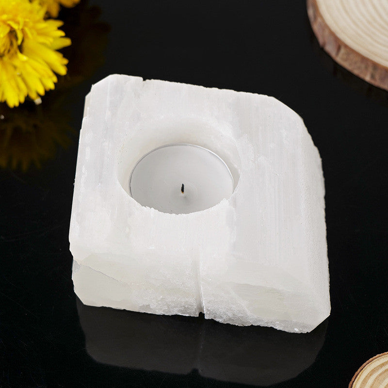 Natural white crystal powder lamp candlestick for aromatherapy, featuring elegant 香薰 ornaments by RenFan.