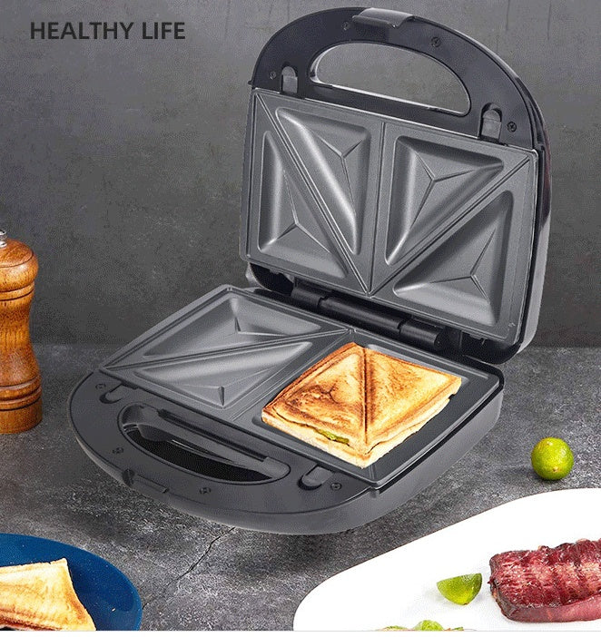 Aiqi 6-in-1 waffle maker and sandwich grill with EU plug, compact kitchen appliance for breakfast, doughnuts, and cakes.