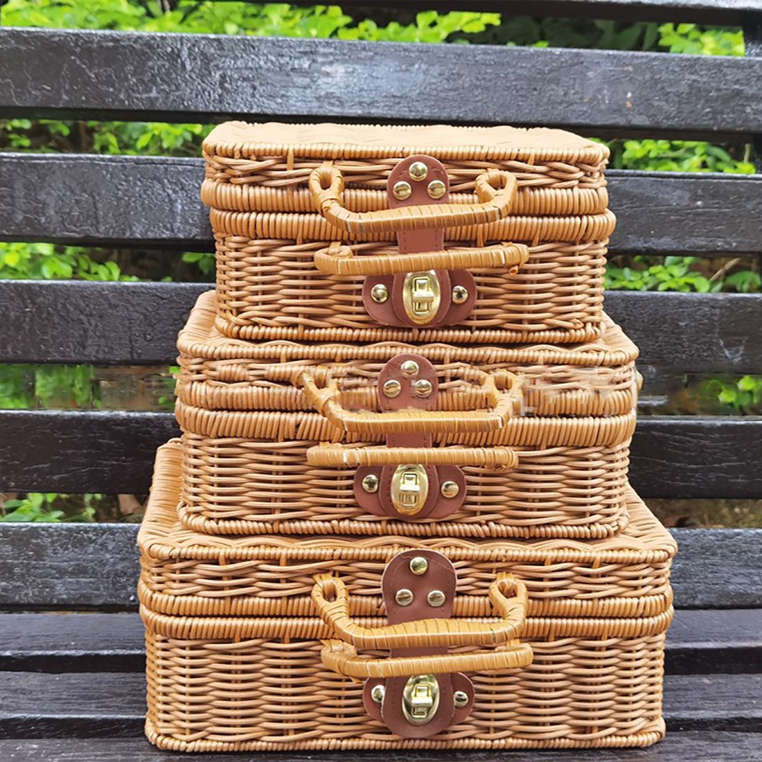 Rattan cosmetic storage box by RenFan, home use storage box with a natural woven design for organizing beauty essentials.