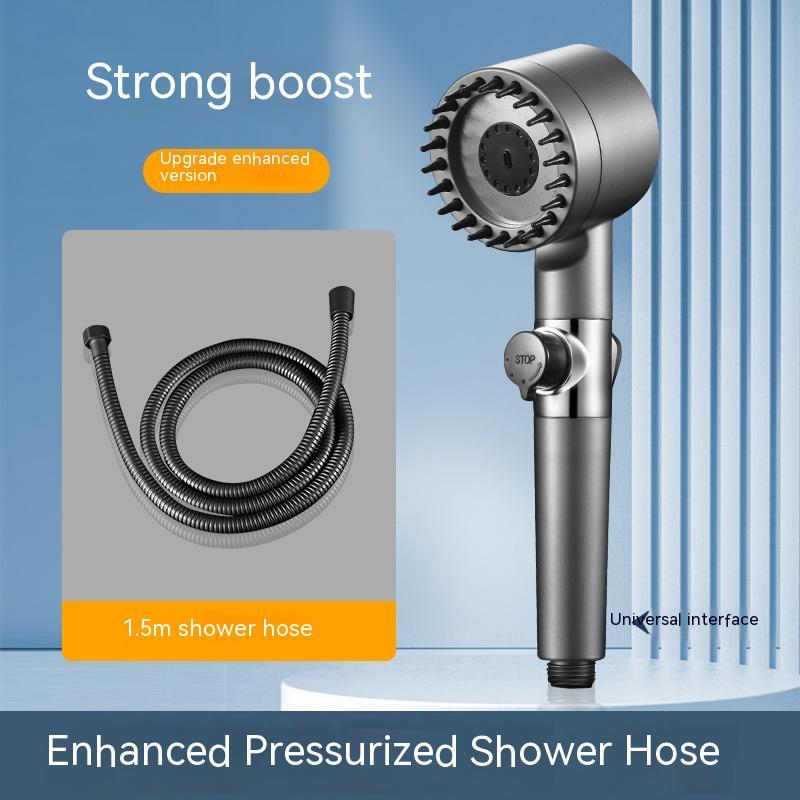 Aiqi Third Gear adjustable supercharged shower head with flexible hose for household bathroom use, featuring multiple spray settings.