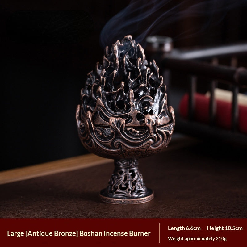 RenFan alloy aromatherapy stove with antique-style tea ceremony ornament, featuring intricate design and traditional craftsmanship