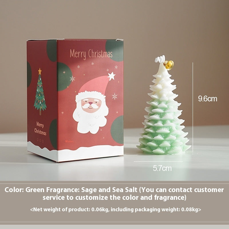 Aiqi handmade Christmas aromatherapy candle with festive ornaments, featuring fragrant 香薰 candles in a decorative holiday setting.