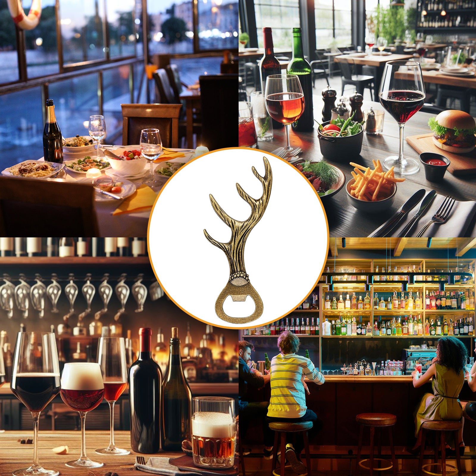 Aiqi deer antler bottle opener, small tool for opening beer, wine, juice bottles, ideal for parties, bars, and gatherings.