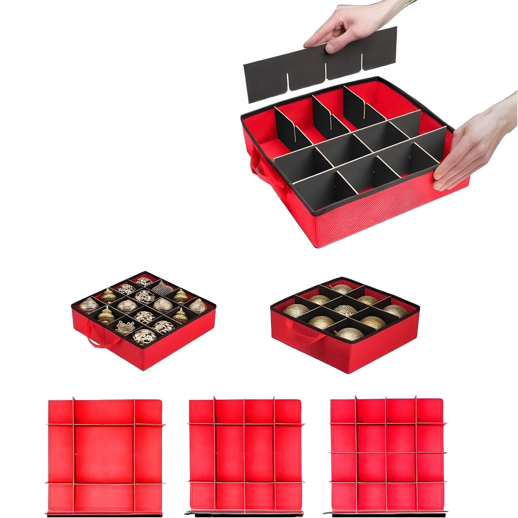 Foldable Christmas ball toy storage box by RenFan, a home storage container with a festive design and durable material.