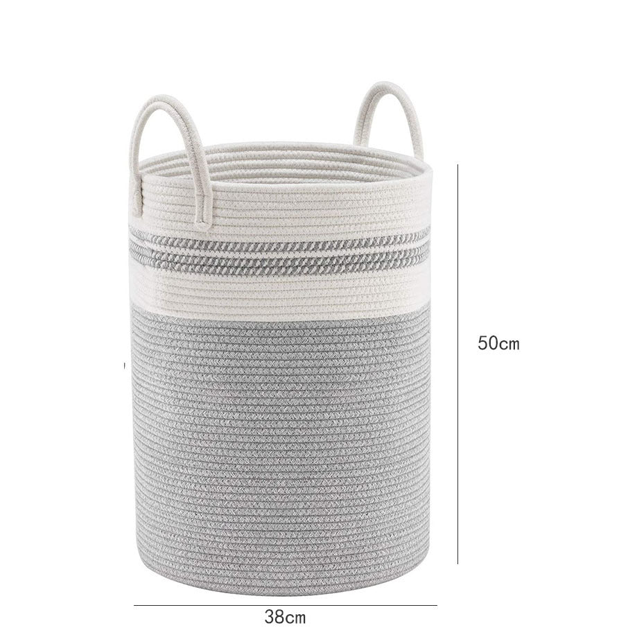 Cotton string knitted storage basket by RenFan, home organization basket with soft woven texture and versatile storage capacity.