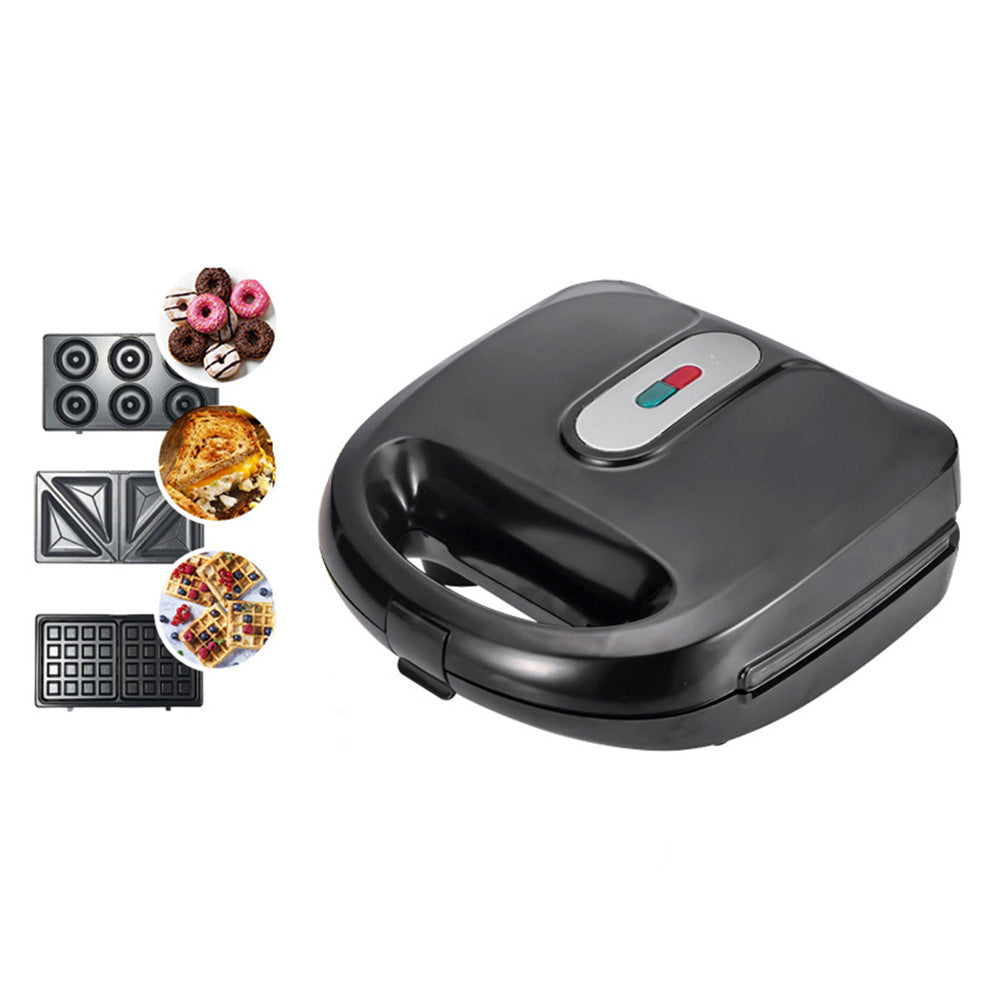Aiqi 6-in-1 waffle maker and sandwich grill with EU plug, compact kitchen appliance for breakfast, doughnuts, cakes, and grilling.