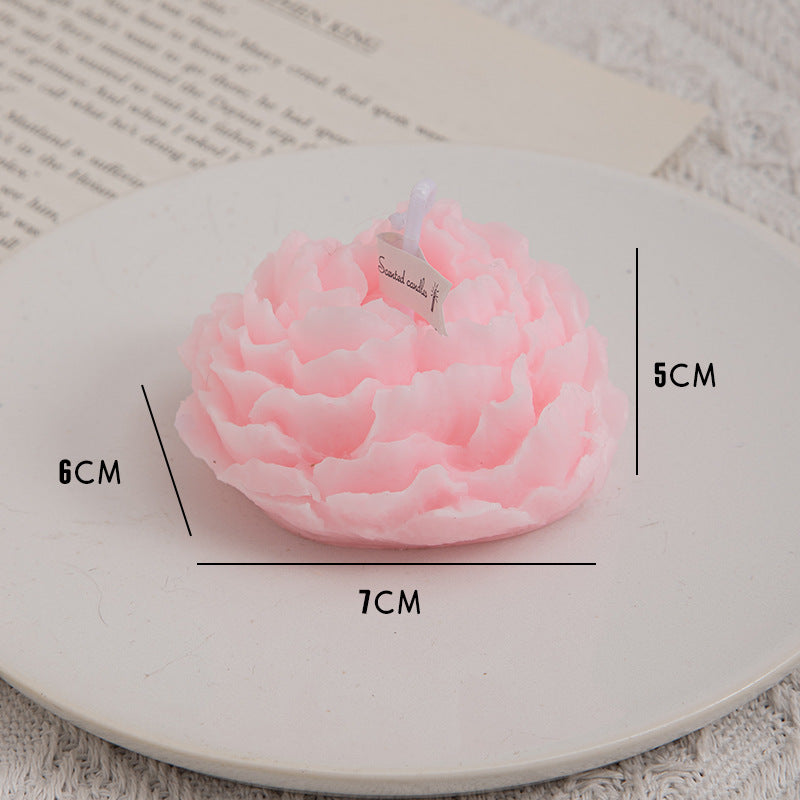 Handmade Aiqi Peony Flower Aromatherapy Candle with a decorative peony design and soy wax, perfect for relaxing ambiance.