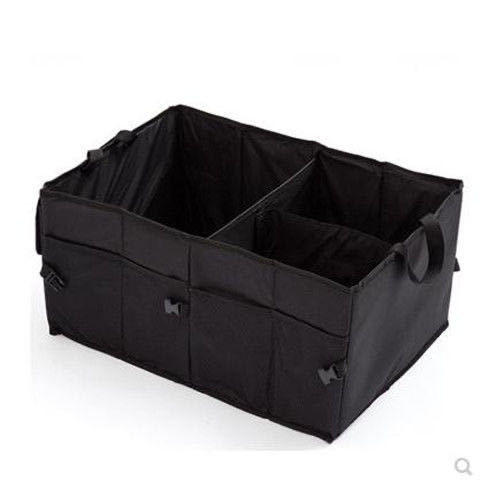 RenFan car trunk storage box, a multifunctional folding organizer for in-car tools and storage, shown in a clean vehicle trunk.