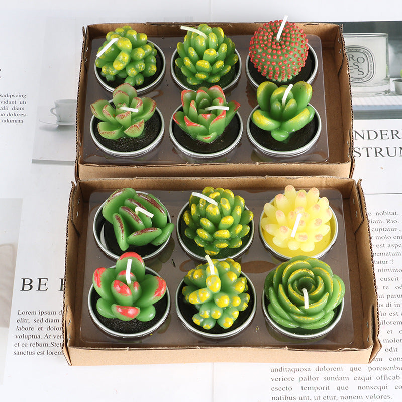 RenFan simulated succulent candle aromatherapy with realistic succulent design and calming香薰 scent for relaxation.