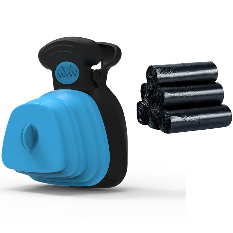 RenFan pet dog poop bag dispenser with foldable poop spoon, portable travel accessory for cleaning up after your dog.