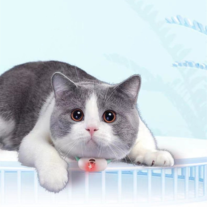 Aiqi automatic cat toy collar with smart laser, USB charging, interactive kitten teasing toy for playful pet training.