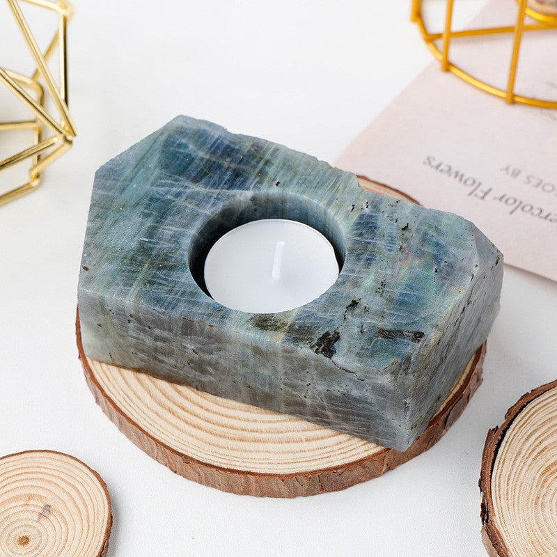 Natural white crystal powder lamp candlestick for aromatherapy, decorative ornament from RenFan with calming, crystalline design.