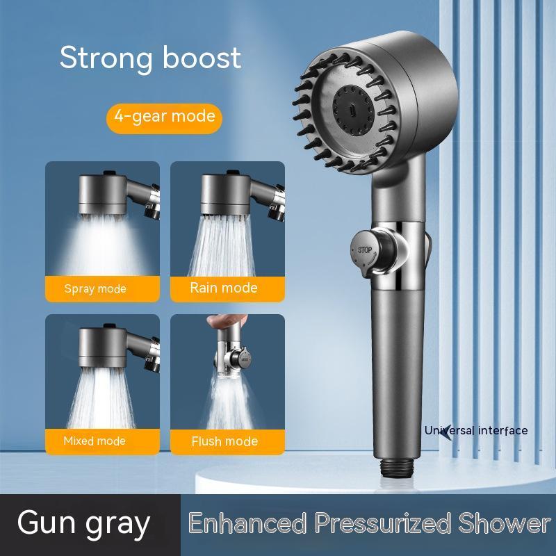 Aiqi Third Gear adjustable supercharged shower head with flexible hose and multiple spray settings for household bathroom use.