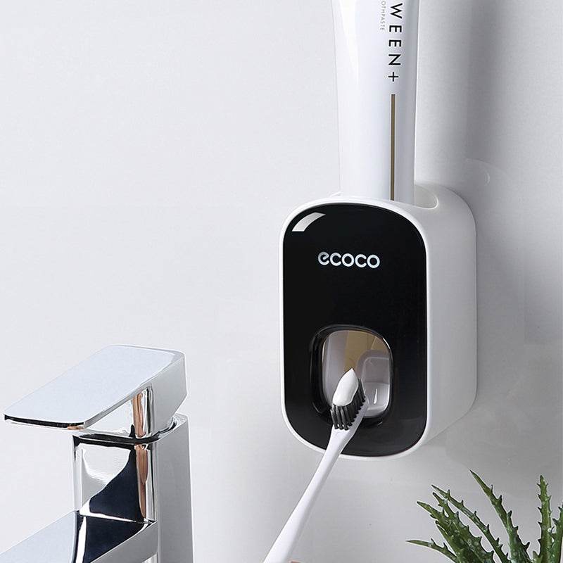 RenFan wall-mounted automatic toothpaste holder and bathroom accessories set with dispenser, designed for convenient bathroom organization.