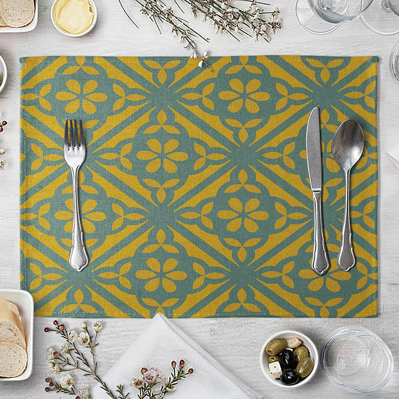Aiqi geometric pattern dining table placemat in kitchen supplies, featuring a modern design for protecting and decorating dining surfaces.