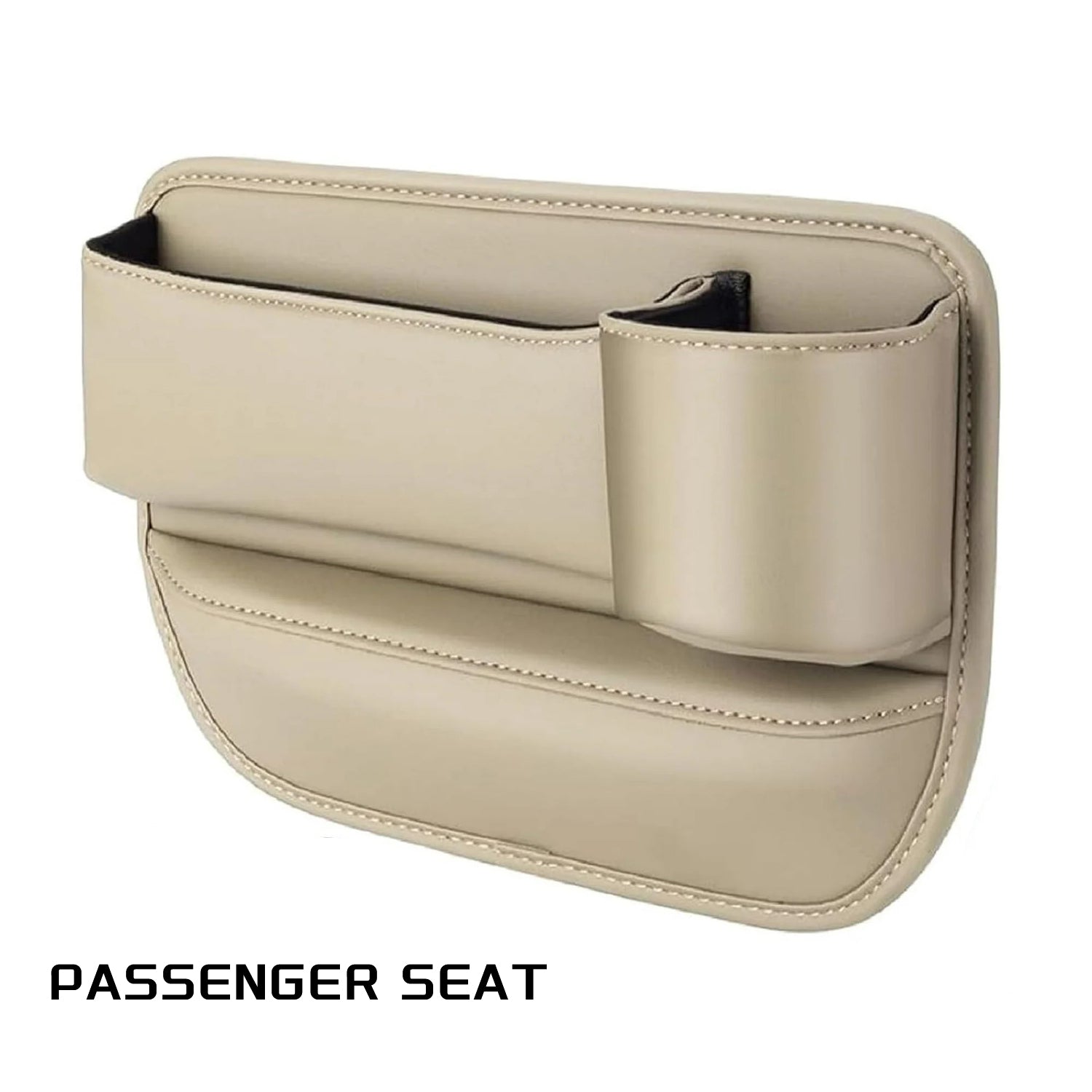 Upgraded car seat storage box with cup holder and gap organizer, adjustable for vehicle interior, by Popmarket.