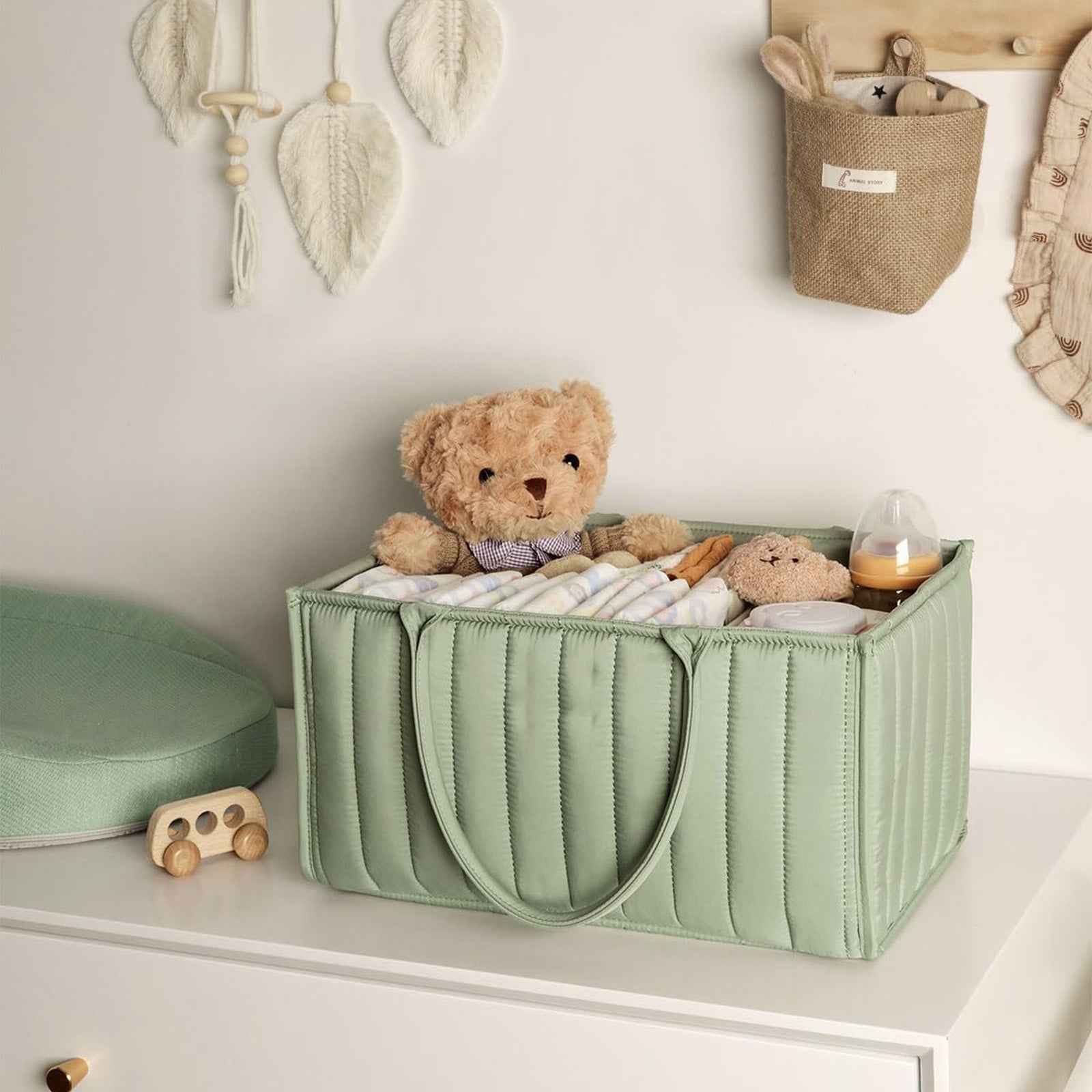Baby Diaper Caddy Organizer, Stylish Storage Basket For Newborn Essentials And Diaper Station, Gift For Baby Shower And Registry Must-Have