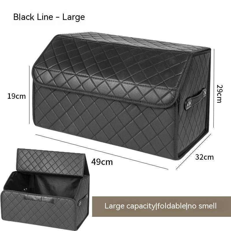Aiqi multifunctional leather foldable car trunk storage box with compartments for organized vehicle storage.