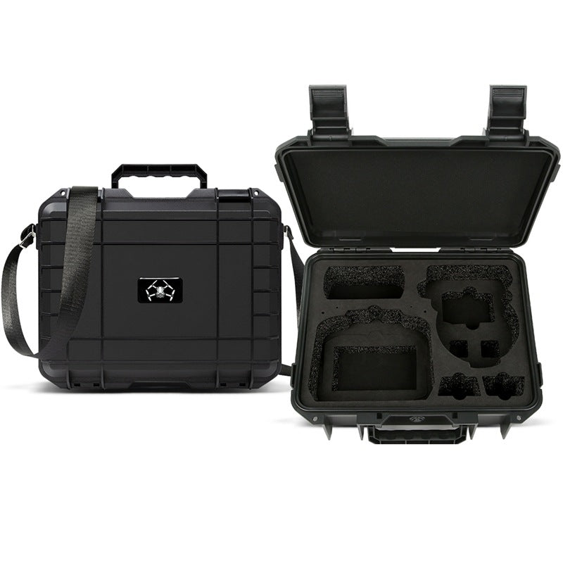 A black waterproof explosion-proof storage box by Aiqi, designed as a portable waist bag for safe, durable storage.