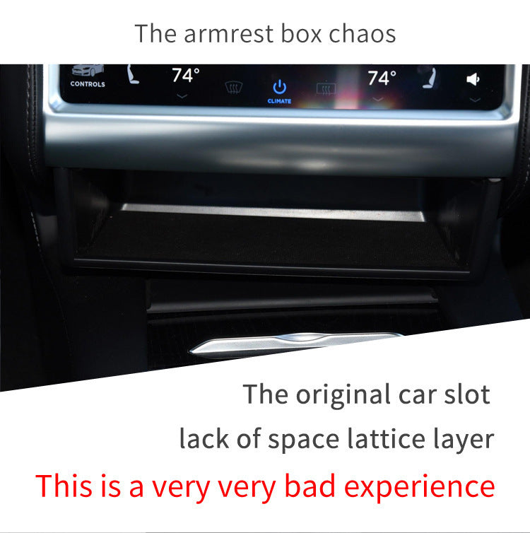 Jingqian car central storage grid drawer box with organized compartments for vehicle interior storage.