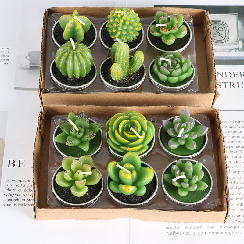 RenFan simulated succulent candle for aromatherapy, realistic-looking faux succulent design with soothing scent and fragrance.