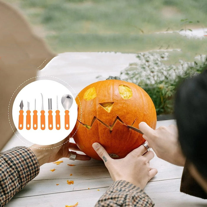 Stainless Steel Pumpkin Carving Kit – Heavy-Duty Halloween Jack-o'-Lantern Tools Set for Kids & Adults